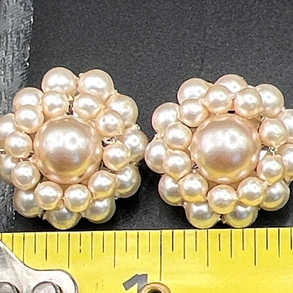 Vintage 1950’s Hong Kong Cluster Bead Earrings